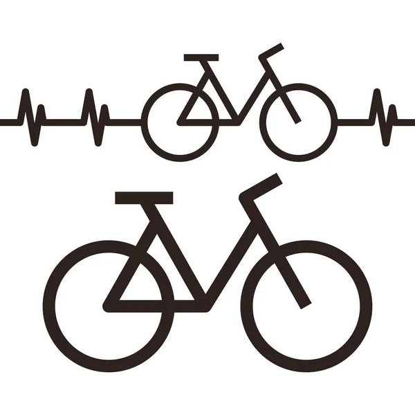 Bisiklet ve kalp atışı sembolü — Stok Vektör