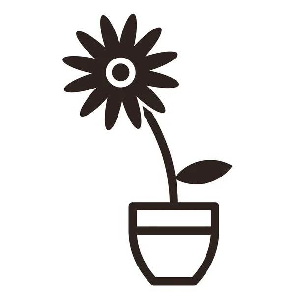 Icono de flor en olla — Vector de stock