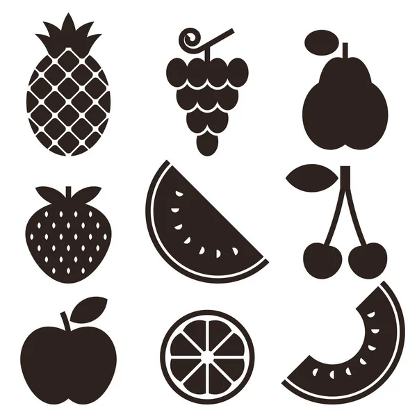 Iconos de frutas aislados sobre fondo blanco — Vector de stock