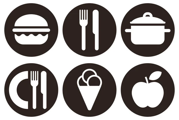 Mangiare icone impostato isolato su sfondo bianco — Vettoriale Stock