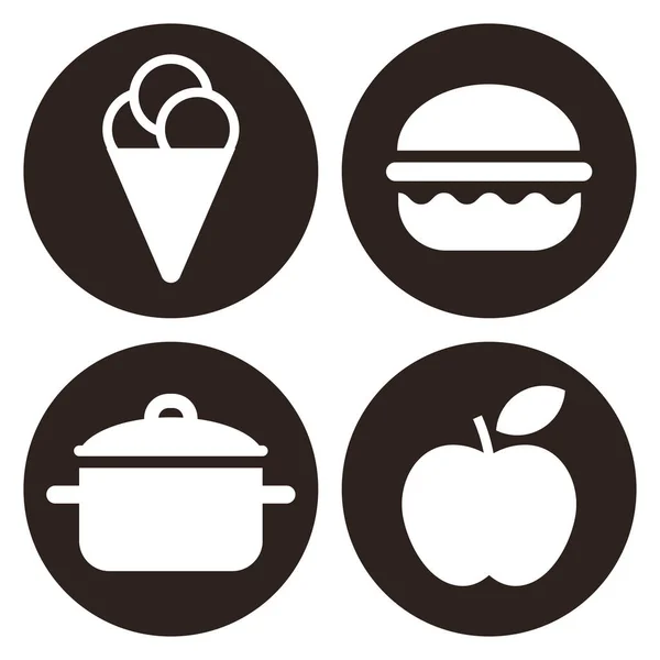 Eating icons set isolated on white background — Stock Vector