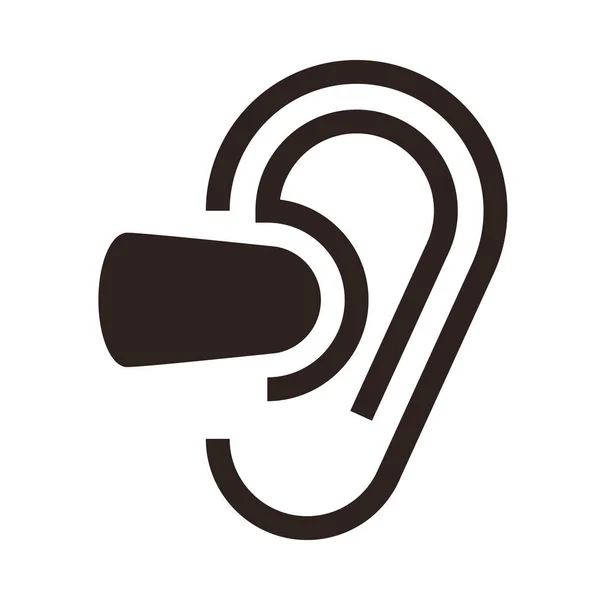 耳朵和耳塞 在白色背景上隔离的噪音符号 — 图库矢量图片