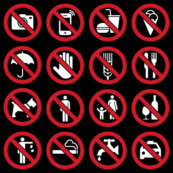Запретные Знаки Черном Фоне Стоковая Иллюстрация