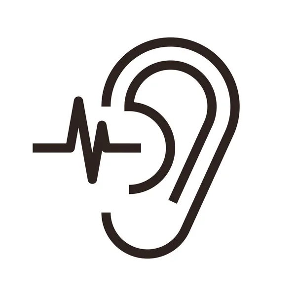 Hearing Test Ear Icon Isolated White Background — Stock Vector