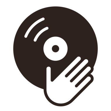 DJ simgesi. Beyaz arkaplanda izole edilmiş vinil oynatıcı simgesi 