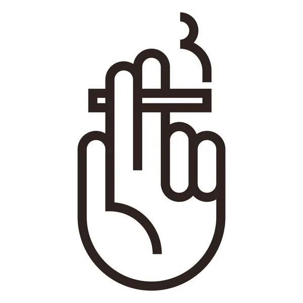 Hand Hält Brennendes Zigarettensymbol Isoliert Auf Weißem Hintergrund — Stockvektor