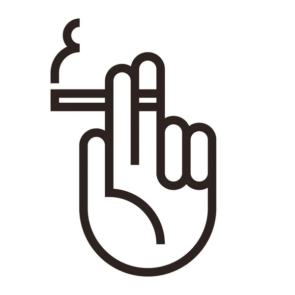 Hand Hält Brennendes Zigarettensymbol Isoliert Auf Weißem Hintergrund — Stockvektor