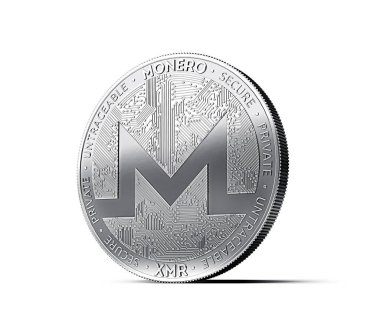 Beyaz arka plan üzerinde izole Monero (Xmr) cryptocurrency fiziksel kavramı bozuk para. 3D render 