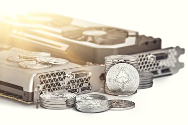 Ethereum incelemesi. Benim ve cryptocurrencies kavramı kazanmak için güçlü Video kartları kullanma. 3D çizim