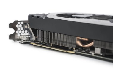 Güçlü Gpu üzerinde beyaz backgrou izole ekran grafik kartı