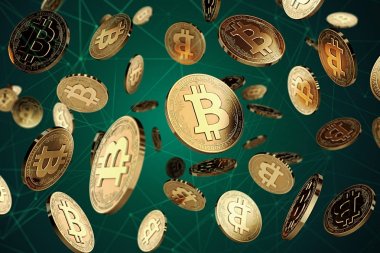 Bitcoin nakit (gizli/Bth) blockchain düğümler arasında lira. Başarı ve büyüme kavramı. Kapakları, poster, afiş ve diğer reklam projeleri için mükemmel. 3D render