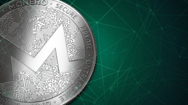 Makro çekim sağdaki Monero (Xmr) sikke ve kopya alanı nereye sen-ebilmek yer metin veya grafik. Yazdırma için mükemmel. 3D render