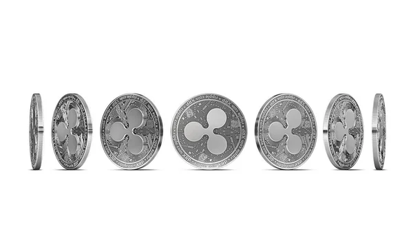 Ripple Coin Shown Seven Angles Isolated White Background Easy Cut — Stock Photo, Image