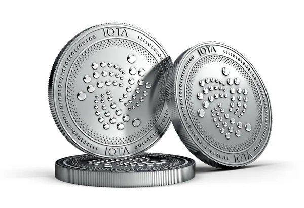 イオタ物理的な概念硬貨は白い背景に分離されました レンダリング 新しい仮想マネー — ストック写真