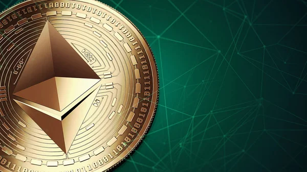 Altın Ethereum (Eth) nerede metin veya grafik yerleştirebilirsiniz kopya alanı sağdaki bir kadeh makro. Yazdırma için mükemmel. 3D render