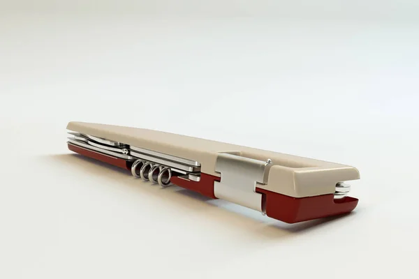 Ilustração 3d de uma faca de bolso isolada no fundo branco — Fotografia de Stock