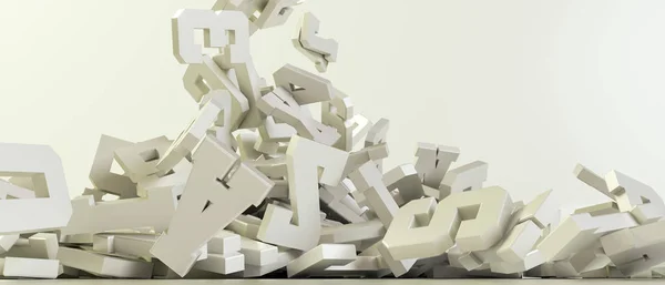 3D-Illustration fallender Buchstaben isoliert auf weißem Hintergrund — Stockfoto