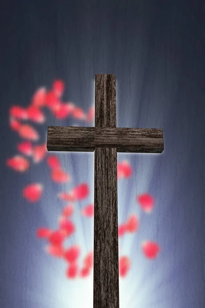 木製の十字架の 3 d イラストレーション — ストック写真