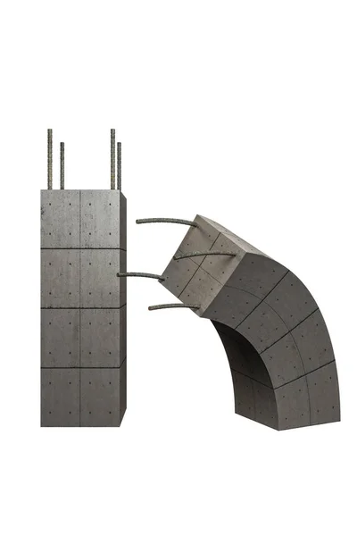 3d illustration of concrete pylons isolated on white background — Stock Photo, Image