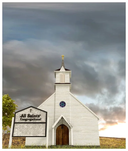 3D απεικόνιση του μια παλιά ξύλινη εκκλησία — Φωτογραφία Αρχείου