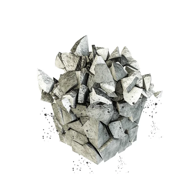Ilustração 3d de uma rocha quebrada isolada sobre fundo branco — Fotografia de Stock