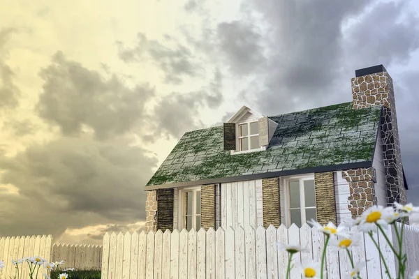 3D illustration av ett hus på landet — Stockfoto