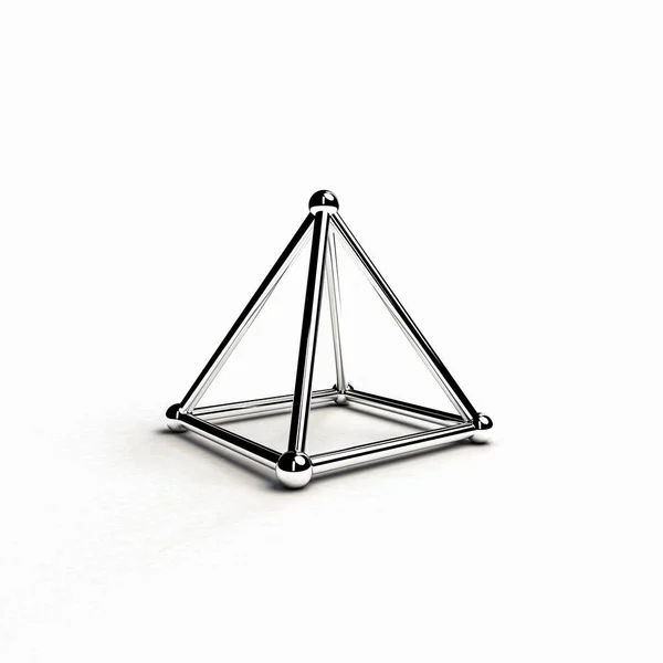 3d illustration of a metal pyramid isolated on white background — Stock Photo, Image