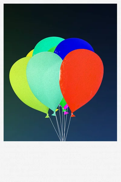 Luftballons auf altem Foto — Stockfoto