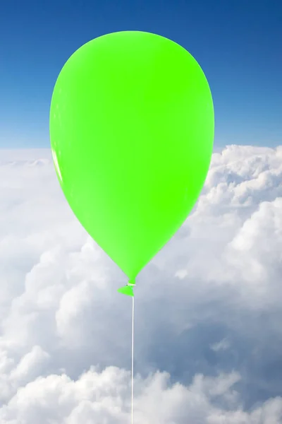 3d illustration of a green balloon up in the sky — Stock Photo, Image