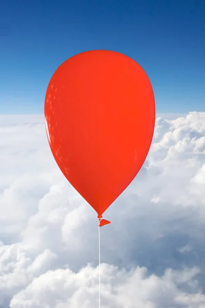 3d illustration of a red balloon up in the sky — Stock Photo, Image