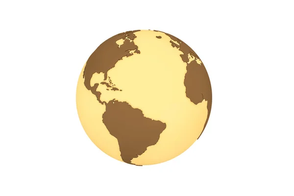 Ilustração 3d do mundo 3d geopoliticamente extrudido isolado sobre fundo branco — Fotografia de Stock