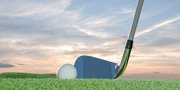 3D illustratie van een golfbal op groen — Stockfoto