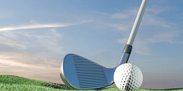 Illustration 3D d'une balle de golf sur vert — Photo