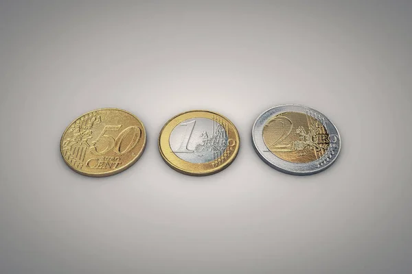 3D ilustracja na białym tle monet euro — Zdjęcie stockowe