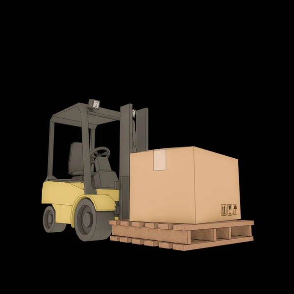 Forklift 3D çizimi — Stok fotoğraf