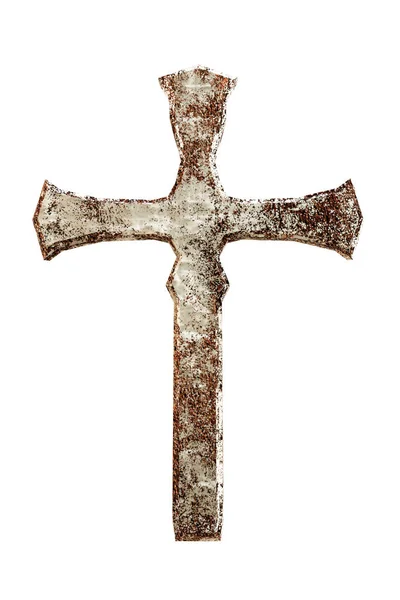 3D illustratie van een rusty cross geïsoleerd op witte achtergrond — Stockfoto