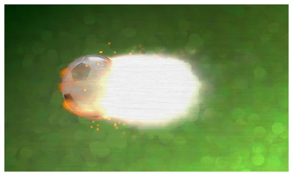 Ilustração 3d de uma bola de futebol em chamas — Fotografia de Stock