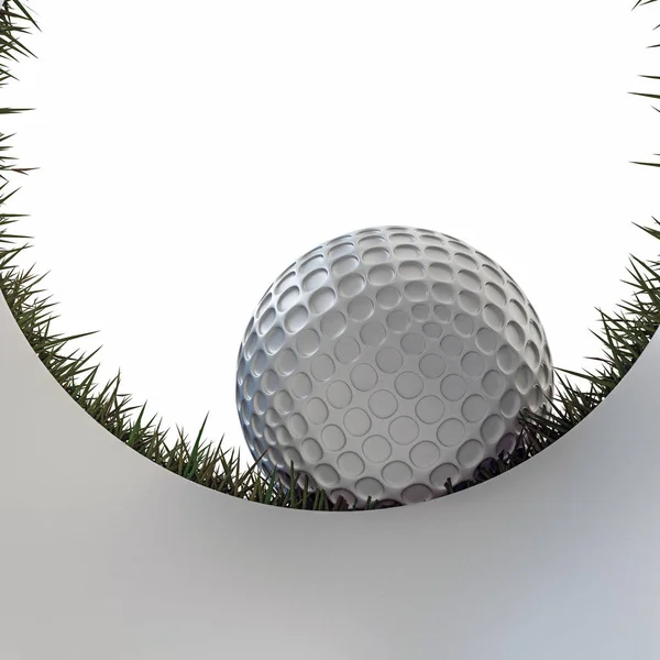 3d illustration of a golf ball approaching hole isolated on white background — Stock Photo, Image