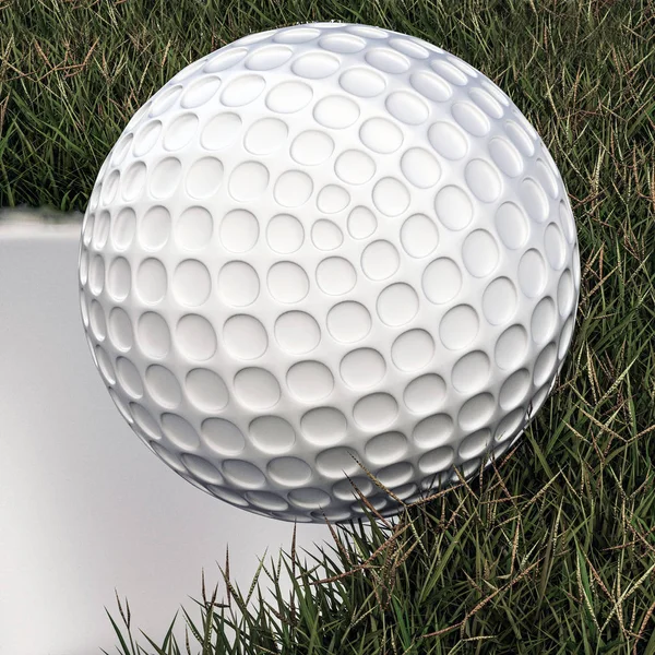 Ilustração 3d de uma bola de golfe se aproximando buraco isolado no fundo branco — Fotografia de Stock
