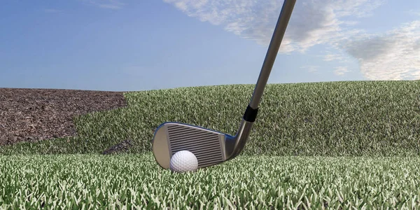 3D illustration av en metall golfklubb — Stockfoto