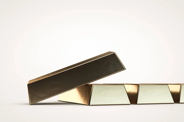 白い背景に分離された金の延べ棒の 3 d イラストレーション — ストック写真
