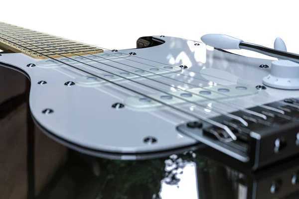 3D απεικόνιση του μια ηλεκτρική κιθάρα που απομονώνονται σε λευκό φόντο — Φωτογραφία Αρχείου