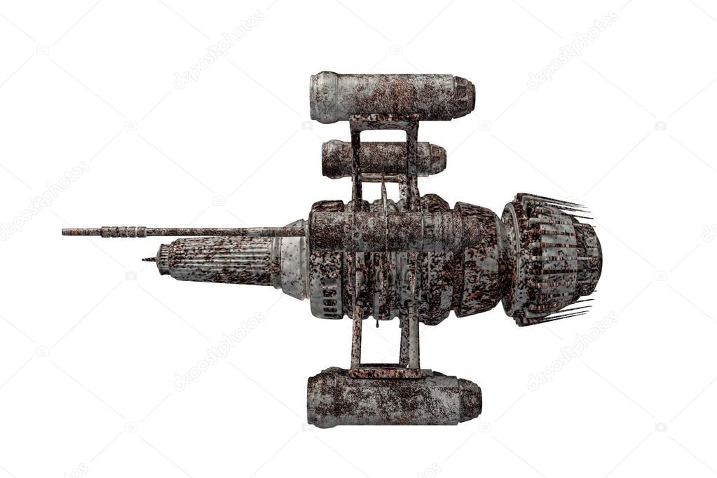 3d illustration of a spaceship model isolated on white background 