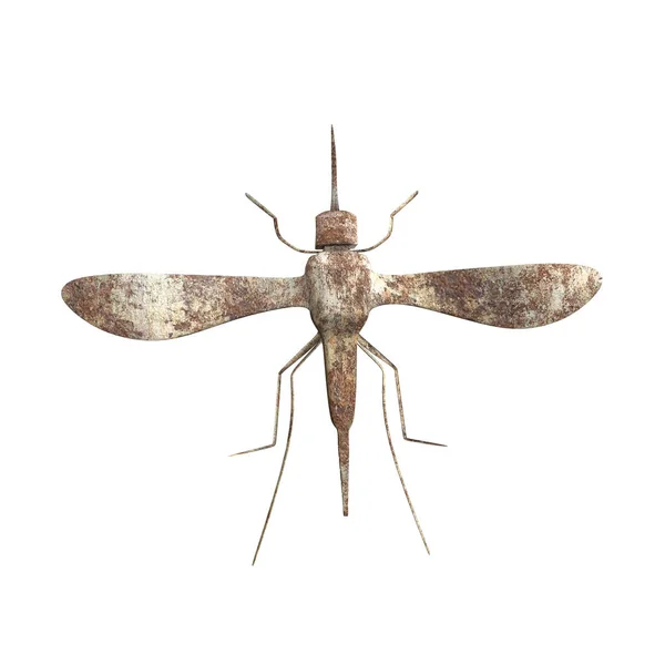 3D απεικόνιση του ένα μεταλλικό κουνούπι που απομονώνονται σε λευκό φόντο — Φωτογραφία Αρχείου