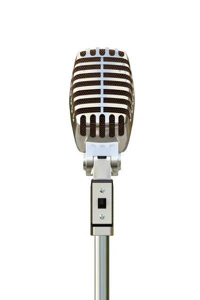 3d illustration of an old microphone isolated on white background — Stock Photo, Image