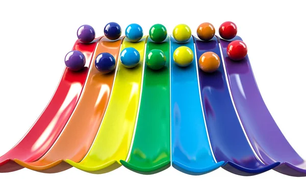 3d illustration of a rainbow slide isolated on white background — Stock Photo, Image
