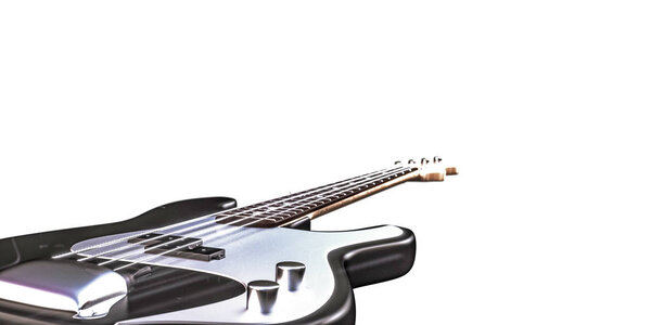 3d illustration of a bass guitar isolated on white background
