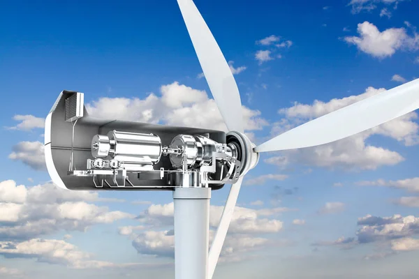 Illustrazione 3d di una sezione meccanica di una turbina di potenza — Foto Stock