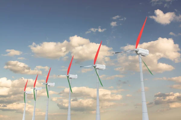 3D obrázek energie turbíny na pozadí oblohy — Stock fotografie
