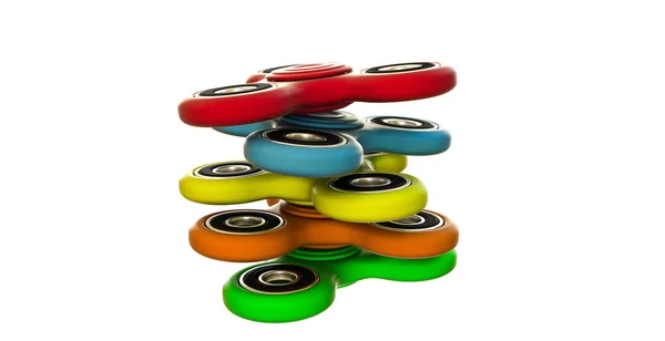 Ilustração 3d de fidget spinners isolado no fundo branco — Fotografia de Stock